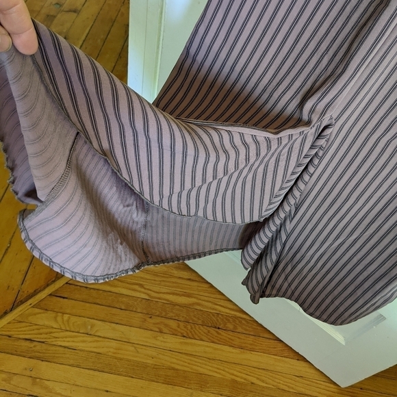 ZARA RUSHED BOHO RUFFLED SHORT SLEEVES BROWN VERTICAL STRIPED MIDI DRESS… - Picture 13 of 16